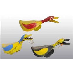 Lot of 3: Tin Duck Pull Toys.