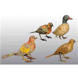 Lot of 4: Tin Bird Wind-Up Toys.