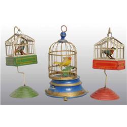 Lot of 3: Bird in Cage Wind-Up Toys.