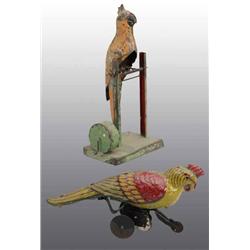 Lot of 2: Tin Parakeet Wind-Up Toys.