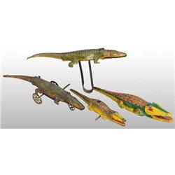 Lot of 4: Tin Litho Alligator Toys.