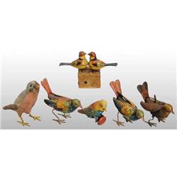 Lot of 6: Bird Wind-Up Toys.