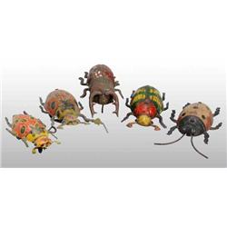Lot of 5: Tin Beetle Wind-Up Toys.