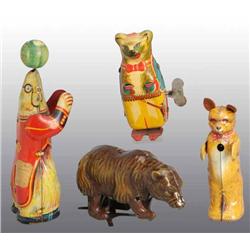 Lot of 4: Tin Bear Wind-Up Toys.