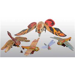 Lot of 5: Tin Dragonfly & Moth Toys.