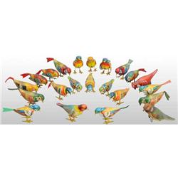 Lot of 22: Tin Bird Wind-Up Toys.