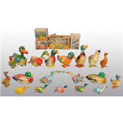 Lot of 18: Tin Litho Duck & Goose Toys.