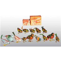 Lot of 14: Tin Litho Bird Wind-Up Toys.