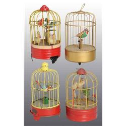 Lot of 4: Bird in Cage Wind-Up Toys.