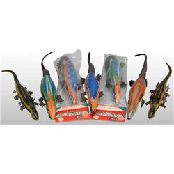 Lot of 7: Tin Litho Salamander Toys.