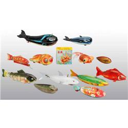 Lot of 12: Tin Fish & Sea Creature Toys.