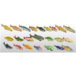 Lot of 23: Tin Litho Fish Toys.