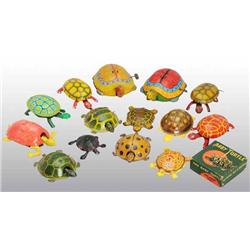 Lot of 14: Tin Turtle Friction & Wind-Up Toys.