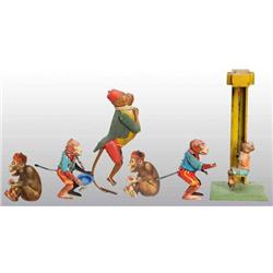 Lot of 6: Tin Monkey Toys.