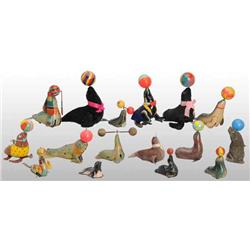 Lot of 16: Tin Seal Wind-Up Toys.