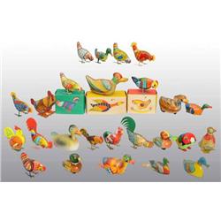 Lot of 25: Tin Fowl Toys.