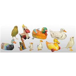 Lot of 10: Tin Duck Toys.