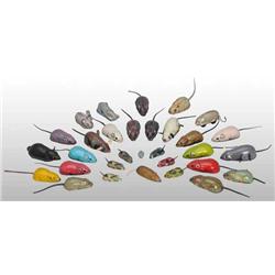 Lot of 33: Tin Mouse Toys.