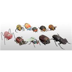 Lot of 10: Tin & Plastic Insect Toys.