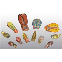 Lot of 12: Tin Litho Insect Clicker & Whistle Toys