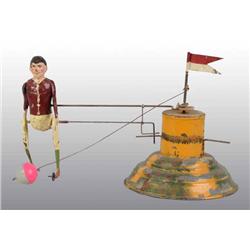 Tin Hand-Painted Boy Kicking Ball Wind-Up Toy.