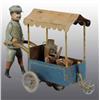 Image 1 : Tin Hand-Painted Man Pushing Cart Wind-Up Toy.