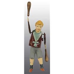 Tin Hand-Painted Boy Spinning Weight Pins Toy.