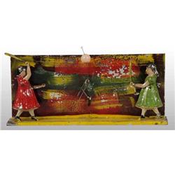 Tin Hand-Painted Girls Playing Tennis Toy.