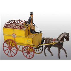 Tin Litho Horse-Drawn Van Push Toy.