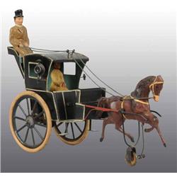 Tin Hand-Painted Horse Drawn Hansom Cab Toy.