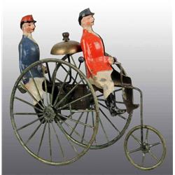 Tin Hand-Painted Men on Bicycle Wind-Up Toy.