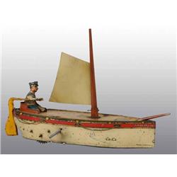 Tin Litho Sail Boat Wind-Up Toy.