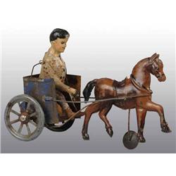 Tin Hand-Painted Horse Cart Wind-Up Toy.