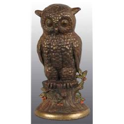 Cast Iron Owl on Stump Doorstop.