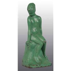 Cast Iron Sitting Nude Woman Bookend.