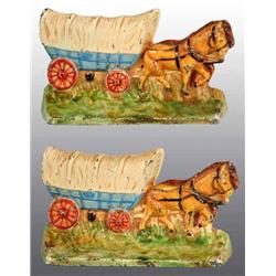 Covered Wagon with Team of Horses Bookends.