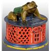 Image 1 : Cast Iron Frog on Lattice Mechanical Bank.