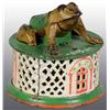 Image 1 : Cast Iron Frog on Lattice Mechanical Bank.