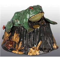 Cast Iron Toad on Stump Mechanical Bank.
