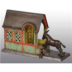 Cast Iron Mule Entering Barn Mechanical Bank.
