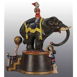 Cast Iron Elephant & 3 Clowns Mechanical Bank.