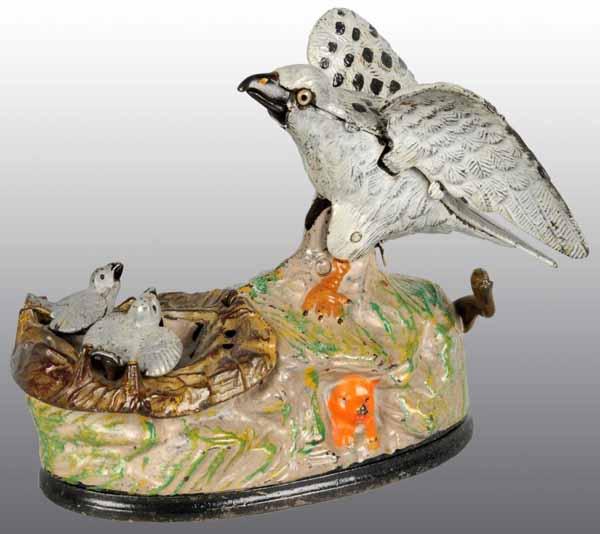 Cast Iron Eagle & Eaglets Mechanical Bank.