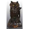 Image 1 : Cast Iron Owl Turns Head Mechanical Bank.