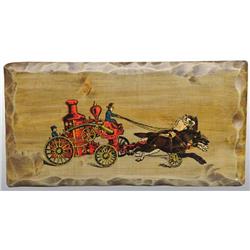 Wooden Hubley Fire Engine Sign.