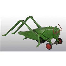 Cast Iron Grasshopper Pull Toy on Wheels.