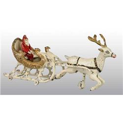 Cast Iron Hubley Single Reindeer Santa Sleigh Toy