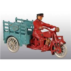 Cast Iron Hubley Traffic Cart Motorcycle Toy.