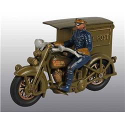 Cast Iron Parcel Post Motorcycle Toy.