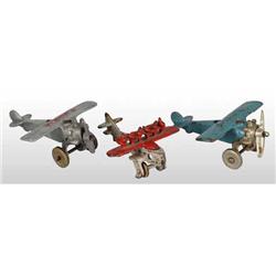 Lot of 3: Cast Iron Airplane Toys.