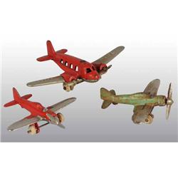 Lot of 3: Cast Iron Hubley Airplane Toys.